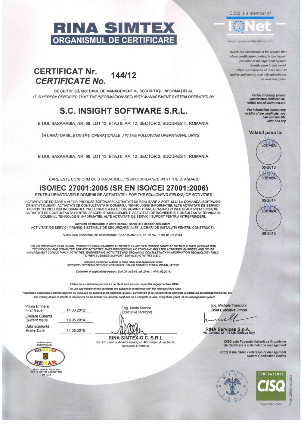 Certificat ISO 27001
